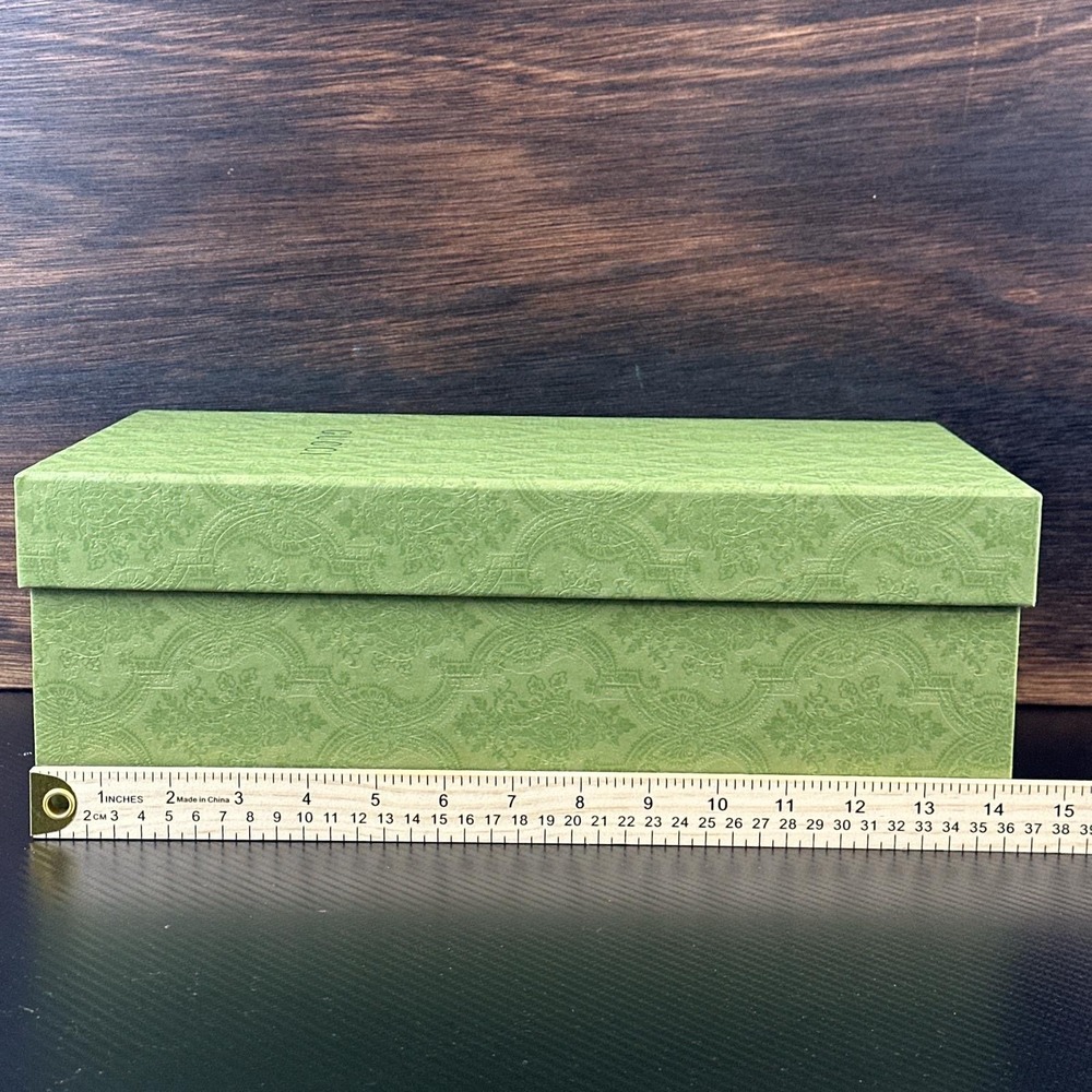 Gucci Green Paisley Embossed Empty Shoe Accessory Storage Box 14.5x8.25x5.25 - Picture 3 of 12